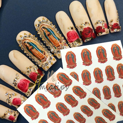 Nail Art Kleebised Liim Virgencita Kleebised Angel Cupid Transfer Kleebised Liugur 3D DIY Näpunäiteid Küünte kunsti kaunistused maniküüri mähis