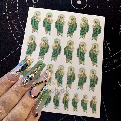 Nail Art Kleebised Liim Virgencita Kleebised Angel Cupid Transfer Kleebised Liugur 3D DIY Näpunäiteid Küünte kunsti kaunistused maniküüri mähis