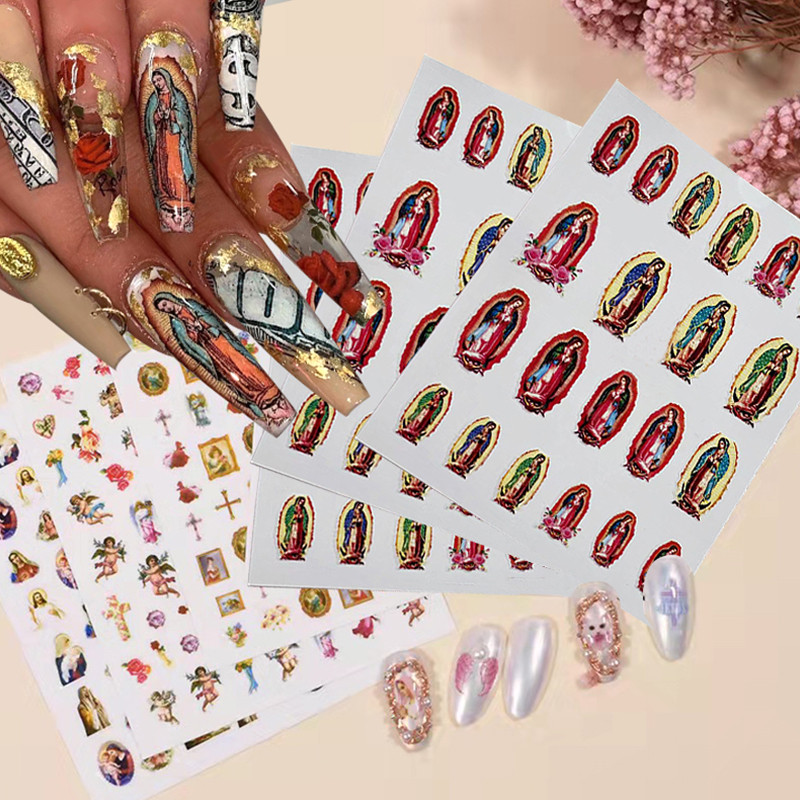 Körömdísz matricák Ragasztó Virgencita matrica Angyal Ámor transzfer matricák Csúszka 3D barkácsolás tippek Körömdíszítések Manikűr pakolás