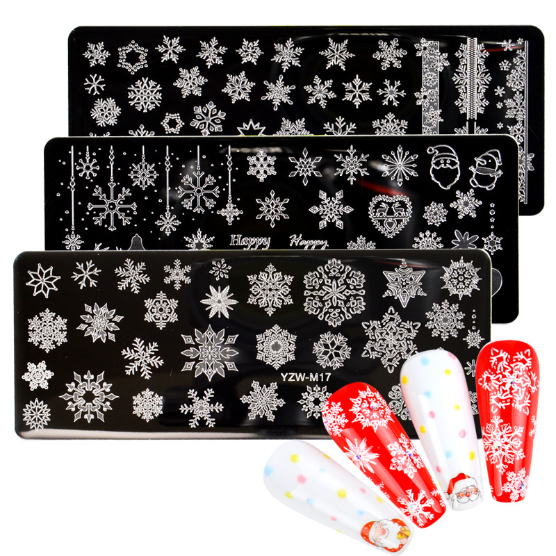 Nail Art bélyegző lemez virág állat csipke újév Boldog karácsonyt design köröm sablon bélyegző kép manikűr stencil