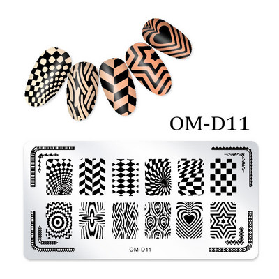 Nail Art transzfer acéllemez téglalap alakú körömdíszítő bélyegzősablon DIY geometrikus rácsos design körömlemez képlemez