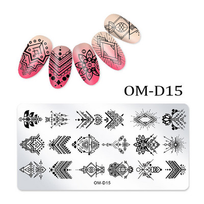 Nail Art transzfer acéllemez téglalap alakú körömdíszítő bélyegzősablon DIY geometrikus rácsos design körömlemez képlemez