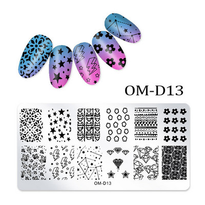 Nail Art transzfer acéllemez téglalap alakú körömdíszítő bélyegzősablon DIY geometrikus rácsos design körömlemez képlemez