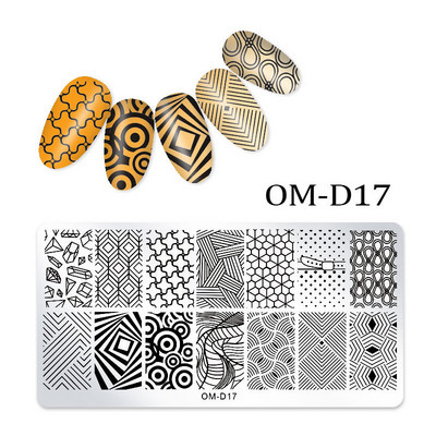 Nail Art transzfer acéllemez téglalap alakú körömdíszítő bélyegzősablon DIY geometrikus rácsos design körömlemez képlemez