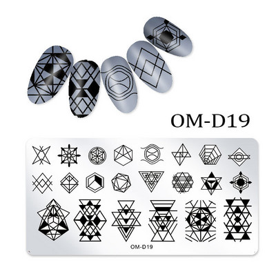 Nail Art transzfer acéllemez téglalap alakú körömdíszítő bélyegzősablon DIY geometrikus rácsos design körömlemez képlemez