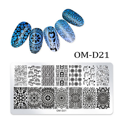 Nail Art transzfer acéllemez téglalap alakú körömdíszítő bélyegzősablon DIY geometrikus rácsos design körömlemez képlemez