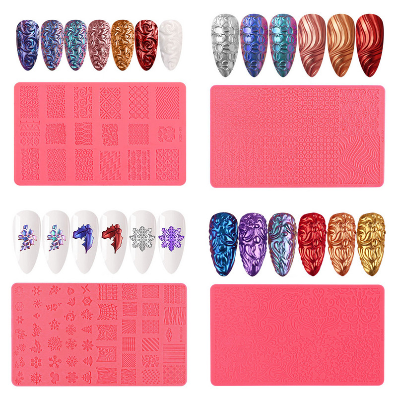 1 tk silikoonist küünte nikerdusvorm 3D reljeefne skulptuur reljeefne skulptuur tembeldamine šabloonid küünte kunstiteoste šabloonid isetegemise maniküüri tööriistad