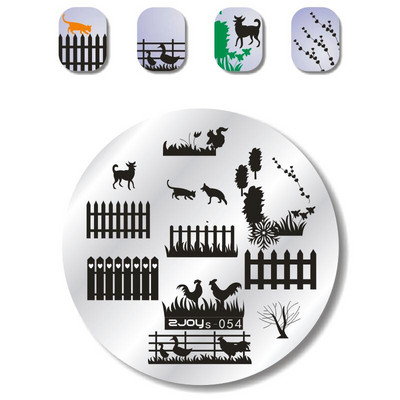 1PC Πρότυπο σφράγισης νυχιών πεταλούδας Αρνητική στρογγυλή γεωμετρία Ζώο λουλούδι Σφραγίδα νυχιών Μανικιούρ Σχέδιο πλάκας σφράγισης νυχιών για Nai