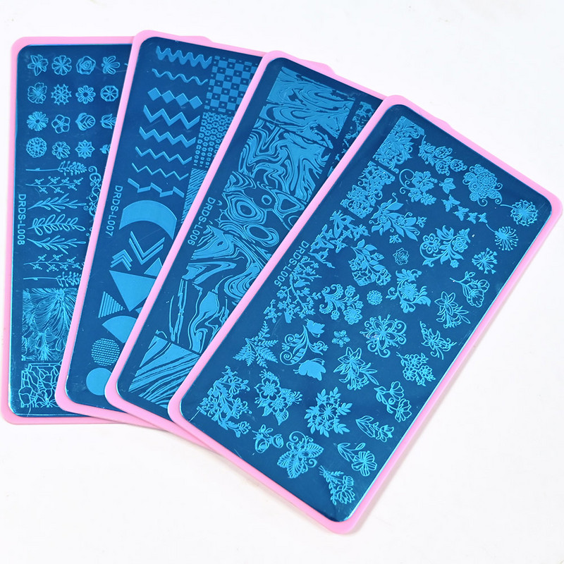 1 db absztrakt kétarcú körömbélyegző lemezek 6*12cm körömbélyegző lemezek 16 féle manikűr köröm szerszámok sablon DRDS X07 X08