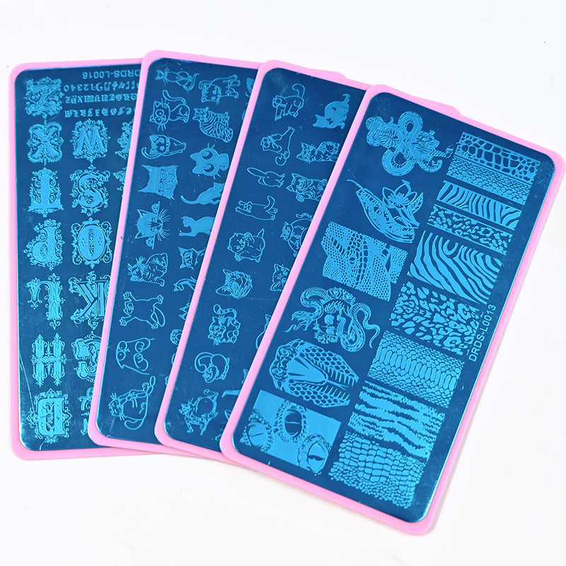 1 db absztrakt kétarcú körömbélyegző lemezek 6*12cm körömbélyegző lemezek 16 féle manikűr köröm szerszámok sablon DRDS X07 X08