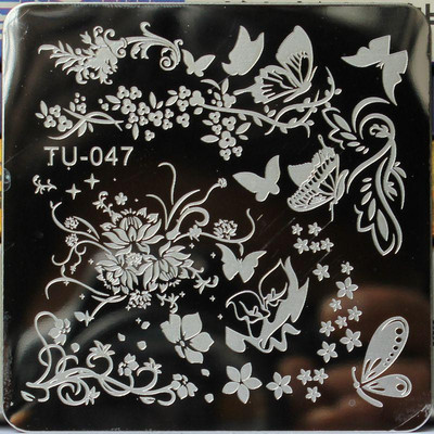 Nagykereskedelmi körömbélyegző lemezek négyzet alakú, rozsdamentes acél körömlemezek TU 6*6 cm-es körömdíszítő képnyomtatás bélyegző bélyegző manikűr sablon