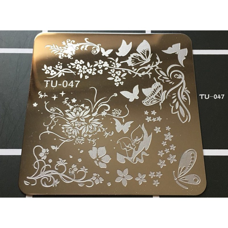 Nagykereskedelmi körömbélyegző lemezek négyzet alakú, rozsdamentes acél körömlemezek TU 6*6 cm-es körömdíszítő képnyomtatás bélyegző bélyegző manikűr sablon