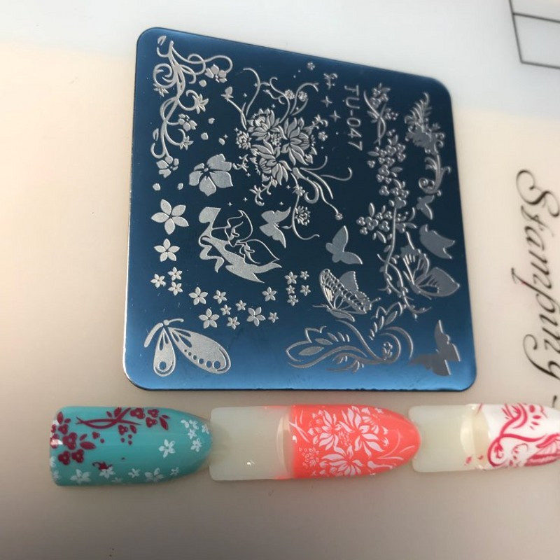 Nagykereskedelmi körömbélyegző lemezek négyzet alakú, rozsdamentes acél körömlemezek TU 6*6 cm-es körömdíszítő képnyomtatás bélyegző bélyegző manikűr sablon