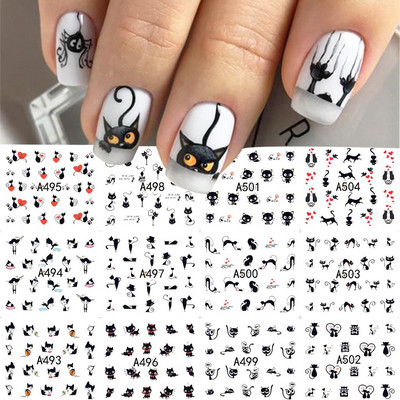 12 Σχεδιαστικά αυτοκόλλητα για νύχια Kawaii Cartoon Avocado Nail Sliders Cute Corgi Water Decals Σκίτσο Διακόσμηση μανικιούρ LABN1585-1596
