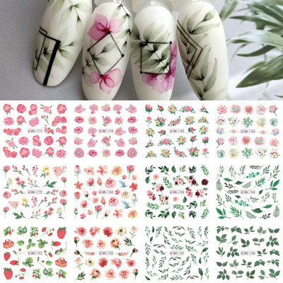 12 Σχεδιαστικά αυτοκόλλητα για νύχια Kawaii Cartoon Avocado Nail Sliders Cute Corgi Water Decals Σκίτσο Διακόσμηση μανικιούρ LABN1585-1596