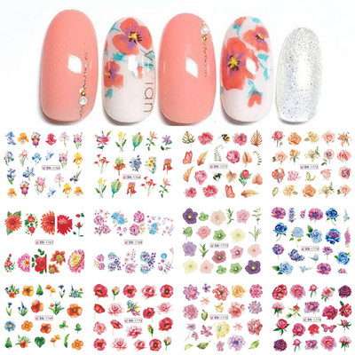 12 Σχεδιαστικά αυτοκόλλητα για νύχια Kawaii Cartoon Avocado Nail Sliders Cute Corgi Water Decals Σκίτσο Διακόσμηση μανικιούρ LABN1585-1596