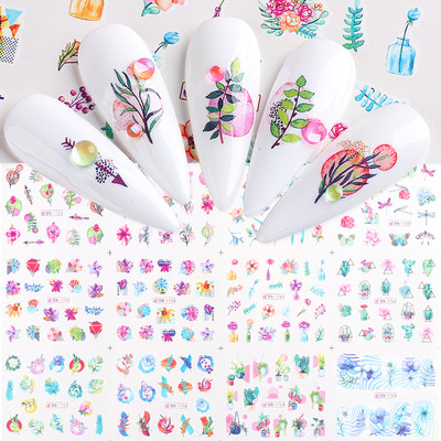 12 Σχεδιαστικά αυτοκόλλητα για νύχια Kawaii Cartoon Avocado Nail Sliders Cute Corgi Water Decals Σκίτσο Διακόσμηση μανικιούρ LABN1585-1596