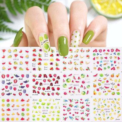 12 Σχεδιαστικά αυτοκόλλητα για νύχια Kawaii Cartoon Avocado Nail Sliders Cute Corgi Water Decals Σκίτσο Διακόσμηση μανικιούρ LABN1585-1596
