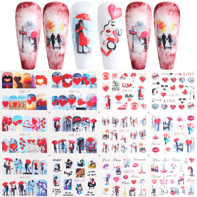 12 Σχεδιαστικά αυτοκόλλητα για νύχια Kawaii Cartoon Avocado Nail Sliders Cute Corgi Water Decals Σκίτσο Διακόσμηση μανικιούρ LABN1585-1596