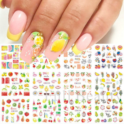 12 Σχεδιαστικά αυτοκόλλητα για νύχια Kawaii Cartoon Avocado Nail Sliders Cute Corgi Water Decals Σκίτσο Διακόσμηση μανικιούρ LABN1585-1596