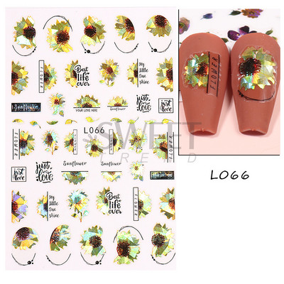 3D színes virágos köröm matricák holografikus lézeres absztrakt hullám szem arc levél csúszkák körmökhöz manikűr dekor fóliák SAL