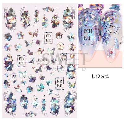 3D színes virágos köröm matricák holografikus lézeres absztrakt hullám szem arc levél csúszkák körmökhöz manikűr dekor fóliák SAL