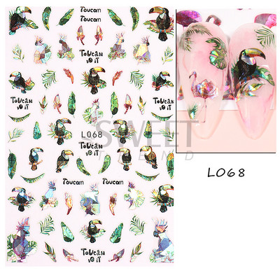 3D színes virágos köröm matricák holografikus lézeres absztrakt hullám szem arc levél csúszkák körmökhöz manikűr dekor fóliák SAL