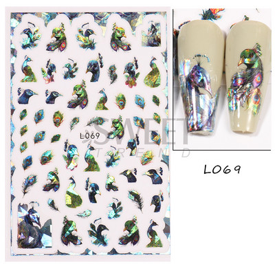 3D színes virágos köröm matricák holografikus lézeres absztrakt hullám szem arc levél csúszkák körmökhöz manikűr dekor fóliák SAL