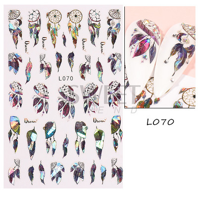 3D színes virágos köröm matricák holografikus lézeres absztrakt hullám szem arc levél csúszkák körmökhöz manikűr dekor fóliák SAL