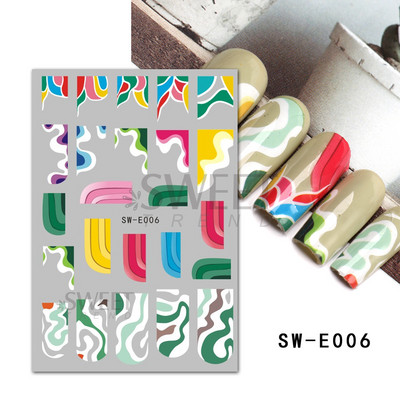 3D színes virágos köröm matricák holografikus lézeres absztrakt hullám szem arc levél csúszkák körmökhöz manikűr dekor fóliák SAL