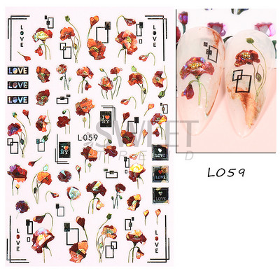 3D színes virágos köröm matricák holografikus lézeres absztrakt hullám szem arc levél csúszkák körmökhöz manikűr dekor fóliák SAL