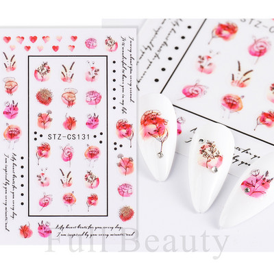 3D színes virágos köröm matricák holografikus lézeres absztrakt hullám szem arc levél csúszkák körmökhöz manikűr dekor fóliák SAL