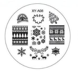 1xNew Year Style Fashion Design DIY Πλάκες για σφράγιση εικόνων νυχιών 3D στρογγυλά πρότυπα τέχνης νυχιών Στένσιλ Εργαλεία μανικιούρ