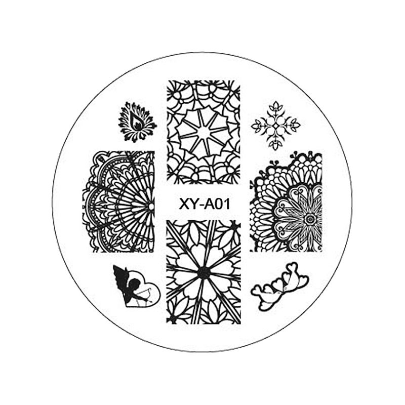 1xNew Year Style Fashion Design DIY Πλάκες για σφράγιση εικόνων νυχιών 3D στρογγυλά πρότυπα τέχνης νυχιών Στένσιλ Εργαλεία μανικιούρ