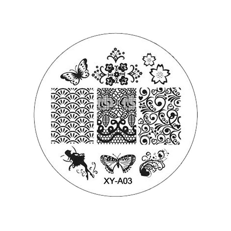 1xNew Year Style Fashion Design DIY Πλάκες για σφράγιση εικόνων νυχιών 3D στρογγυλά πρότυπα τέχνης νυχιών Στένσιλ Εργαλεία μανικιούρ