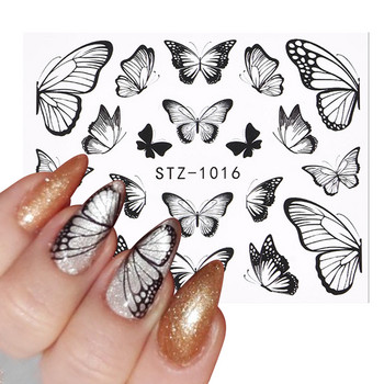 1 PC Pink Purple Butterflies Nails Art Αυτοκόλλητα Μανικιούρ Αυτοκόλλητα Αυτοκόλλητα 3D Άνοιξη Καλοκαίρι Θέμα Λουλούδια Διακόσμηση νυχιών Slider