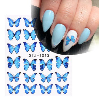 1 PC Pink Purple Butterflies Nails Art Αυτοκόλλητα Μανικιούρ Αυτοκόλλητα Αυτοκόλλητα 3D Άνοιξη Καλοκαίρι Θέμα Λουλούδια Διακόσμηση νυχιών Slider