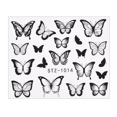 1 PC Pink Purple Butterflies Nails Art Αυτοκόλλητα Μανικιούρ Αυτοκόλλητα Αυτοκόλλητα 3D Άνοιξη Καλοκαίρι Θέμα Λουλούδια Διακόσμηση νυχιών Slider