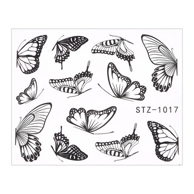 1 PC Pink Purple Butterflies Nails Art Αυτοκόλλητα Μανικιούρ Αυτοκόλλητα Αυτοκόλλητα 3D Άνοιξη Καλοκαίρι Θέμα Λουλούδια Διακόσμηση νυχιών Slider