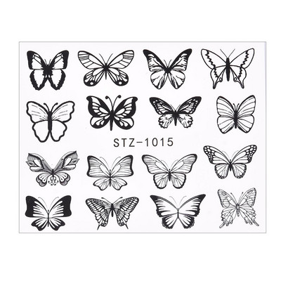 1 PC Pink Purple Butterflies Nails Art Αυτοκόλλητα Μανικιούρ Αυτοκόλλητα Αυτοκόλλητα 3D Άνοιξη Καλοκαίρι Θέμα Λουλούδια Διακόσμηση νυχιών Slider