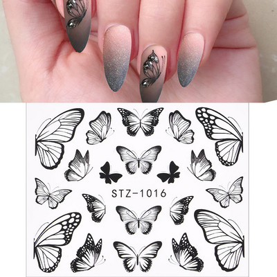 1 PC Pink Purple Butterflies Nails Art Αυτοκόλλητα Μανικιούρ Αυτοκόλλητα Αυτοκόλλητα 3D Άνοιξη Καλοκαίρι Θέμα Λουλούδια Διακόσμηση νυχιών Slider