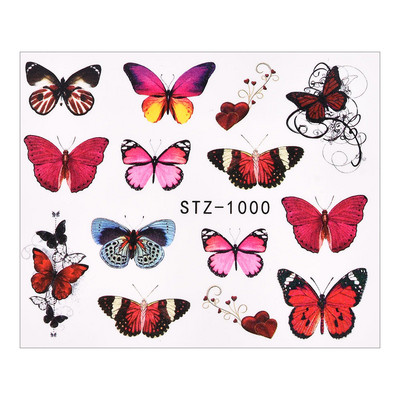 1 PC Pink Purple Butterflies Nails Art Αυτοκόλλητα Μανικιούρ Αυτοκόλλητα Αυτοκόλλητα 3D Άνοιξη Καλοκαίρι Θέμα Λουλούδια Διακόσμηση νυχιών Slider
