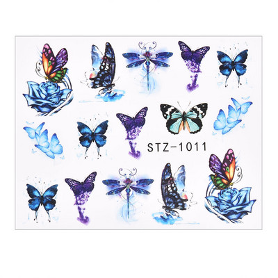 1 PC Pink Purple Butterflies Nails Art Αυτοκόλλητα Μανικιούρ Αυτοκόλλητα Αυτοκόλλητα 3D Άνοιξη Καλοκαίρι Θέμα Λουλούδια Διακόσμηση νυχιών Slider