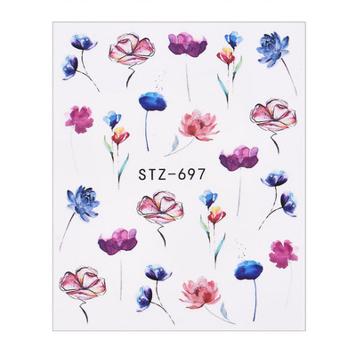 1 PC Pink Purple Butterflies Nails Art Αυτοκόλλητα Μανικιούρ Αυτοκόλλητα Αυτοκόλλητα 3D Άνοιξη Καλοκαίρι Θέμα Λουλούδια Διακόσμηση νυχιών Slider