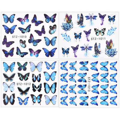 1 PC Pink Purple Butterflies Nails Art Αυτοκόλλητα Μανικιούρ Αυτοκόλλητα Αυτοκόλλητα 3D Άνοιξη Καλοκαίρι Θέμα Λουλούδια Διακόσμηση νυχιών Slider