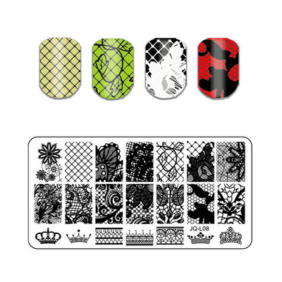 Állati mintás pillangós körömbélyegző lemezek absztrakt csíkok képlemez csipke sablonok formák körmök sablonok 1 db