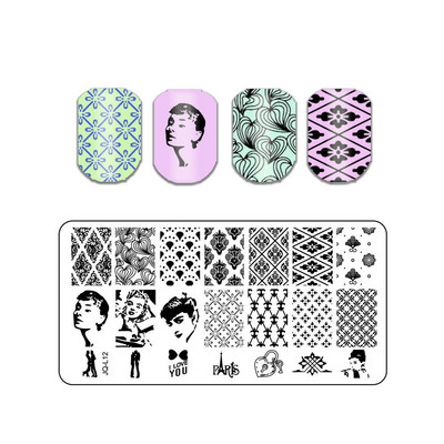 Állati mintás pillangós körömbélyegző lemezek absztrakt csíkok képlemez csipke sablonok formák körmök sablonok 1 db