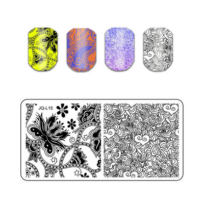 Állati mintás pillangós körömbélyegző lemezek absztrakt csíkok képlemez csipke sablonok formák körmök sablonok 1 db