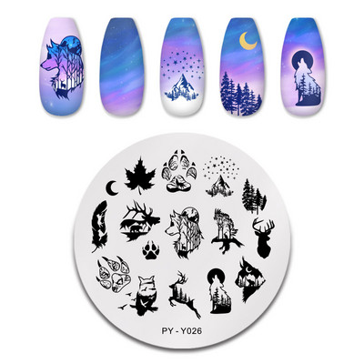 PICT YOU körömbélyegző lemezek Karácsonyi Fesztivál Geometrikus csíkos vonal Természetes Nail Art bélyegzőlemez Stencil Rozsdamentes acél