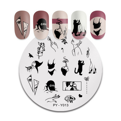 PICT YOU körömbélyegző lemezek Karácsonyi Fesztivál Geometrikus csíkos vonal Természetes Nail Art bélyegzőlemez Stencil Rozsdamentes acél